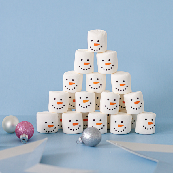 Large Snowman Face Marshmallows - Blue Bow or Red Bow