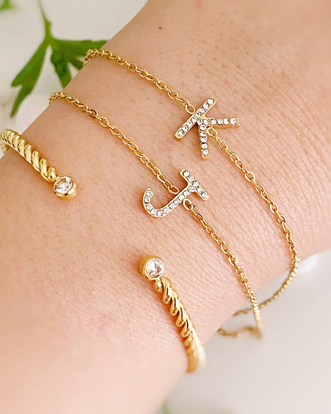 Dainty Sparkle Initial Bracelet