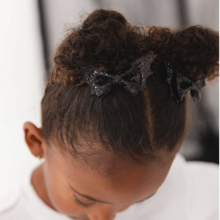 Glitter Bat Halloween Bow Clip Set - Hair Accessories - Kids