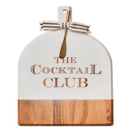 15" X 12" Acacia Bevel Board in White with Gold Spreader | The Cocktail Club