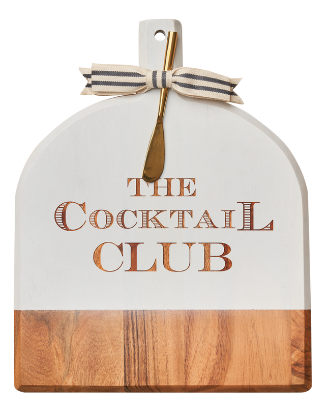15" X 12" Acacia Bevel Board in White with Gold Spreader | The Cocktail Club