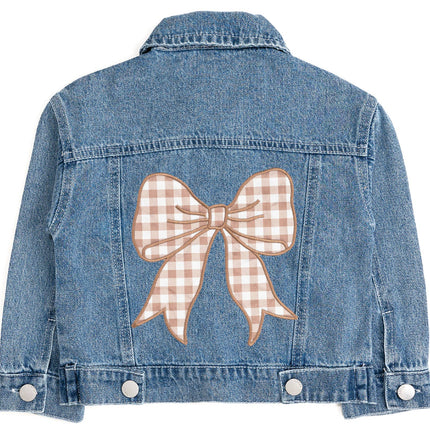 Gingham Bow Patch Denim Jacket - Western Apparel