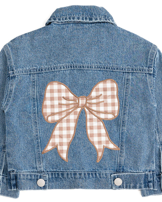 Gingham Bow Patch Denim Jacket - Western Apparel