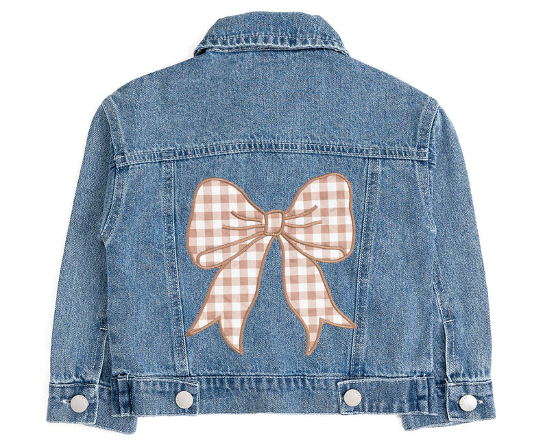 Gingham Bow Patch Denim Jacket - Western Apparel