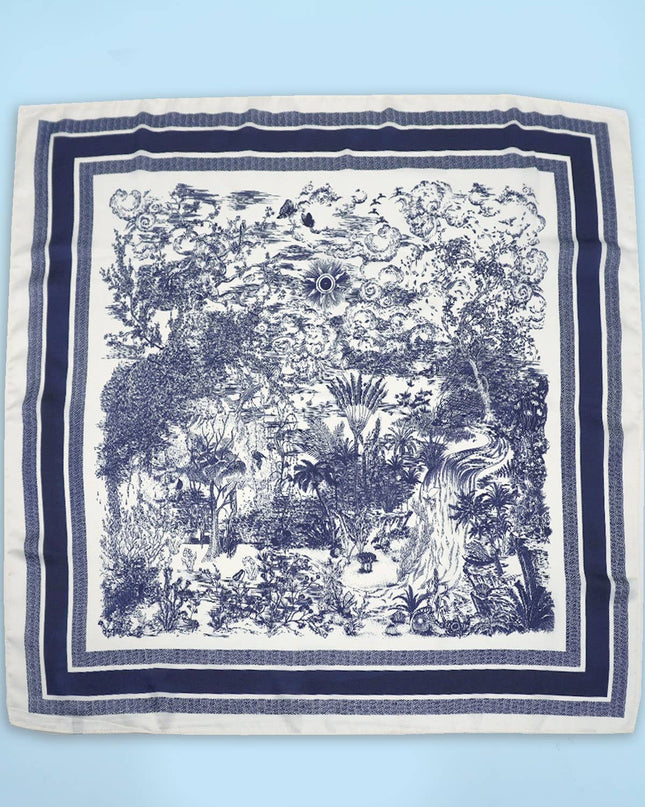 Large Floral Toile Bandana Scarf