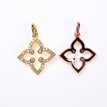 Gold Filled Four Leaf Clover Flower Charm Pendant, CP016