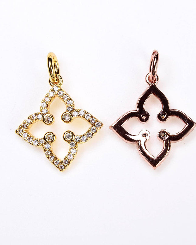 Gold Filled Four Leaf Clover Flower Charm Pendant, CP016