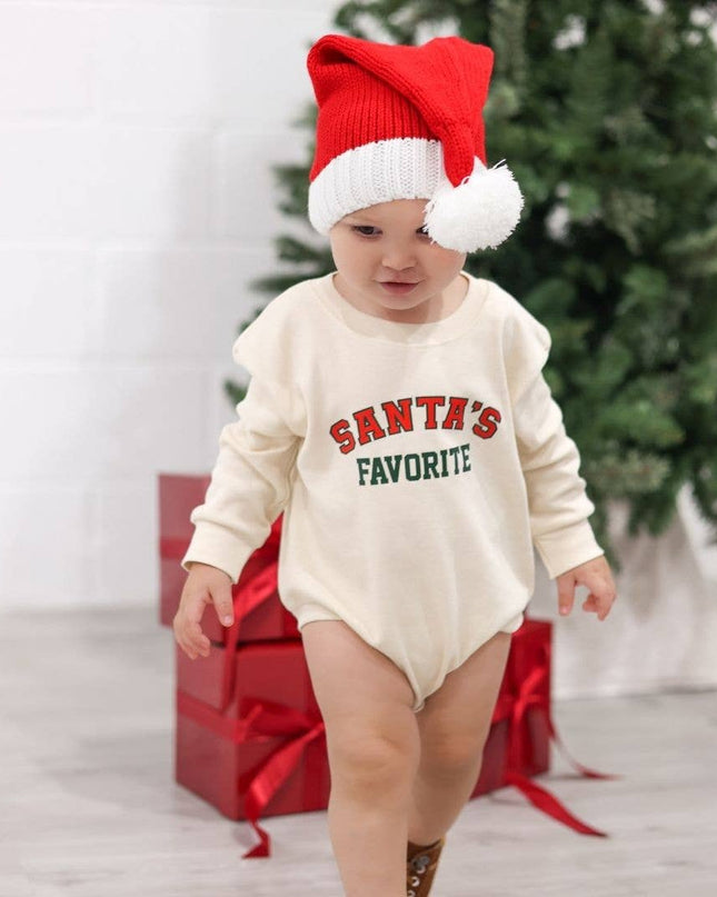 Santa's Favorite Christmas Long Sleeve Romper -Baby Clothing