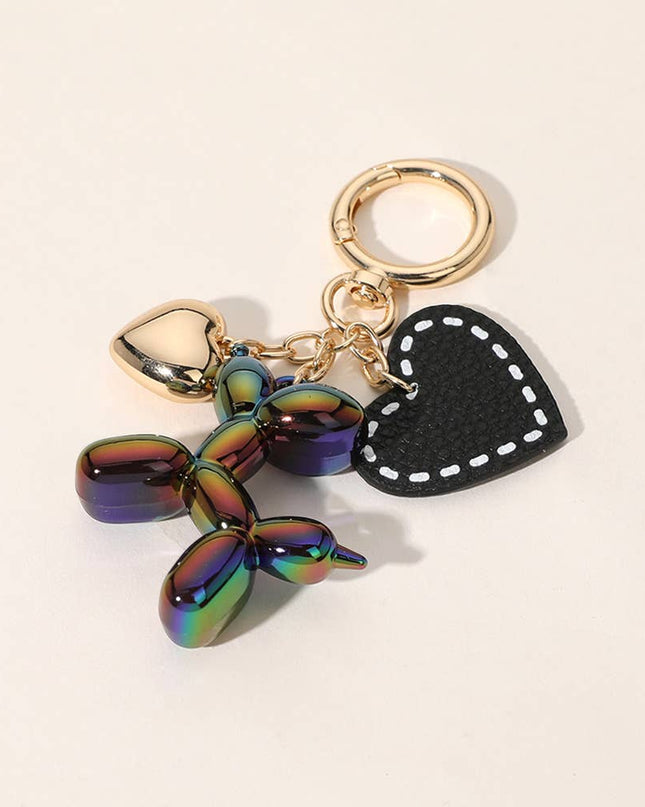 Faux Leather Metal Heart Balloon Dog Charm