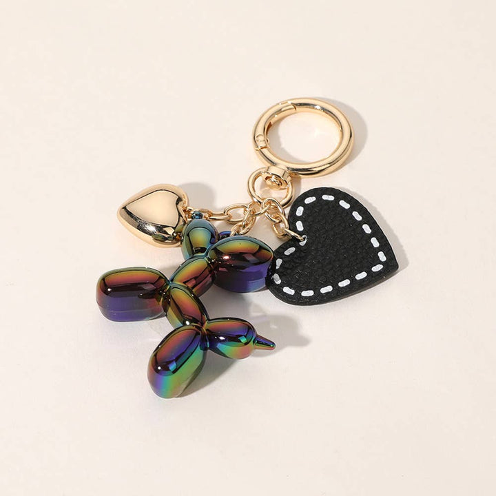Faux Leather Metal Heart Balloon Dog Charm