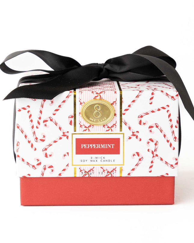 Peppermint Candy Cane 3-Wick Soy Wax Candle