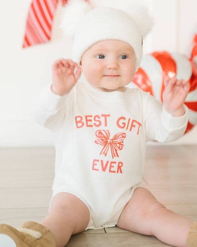 Best Gift Ever Christmas Long Sleeve Romper