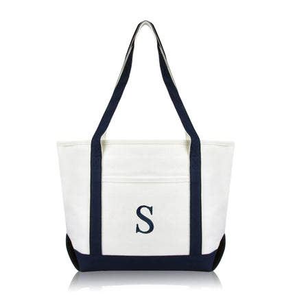 Personalized Black Tote Bag with Initial