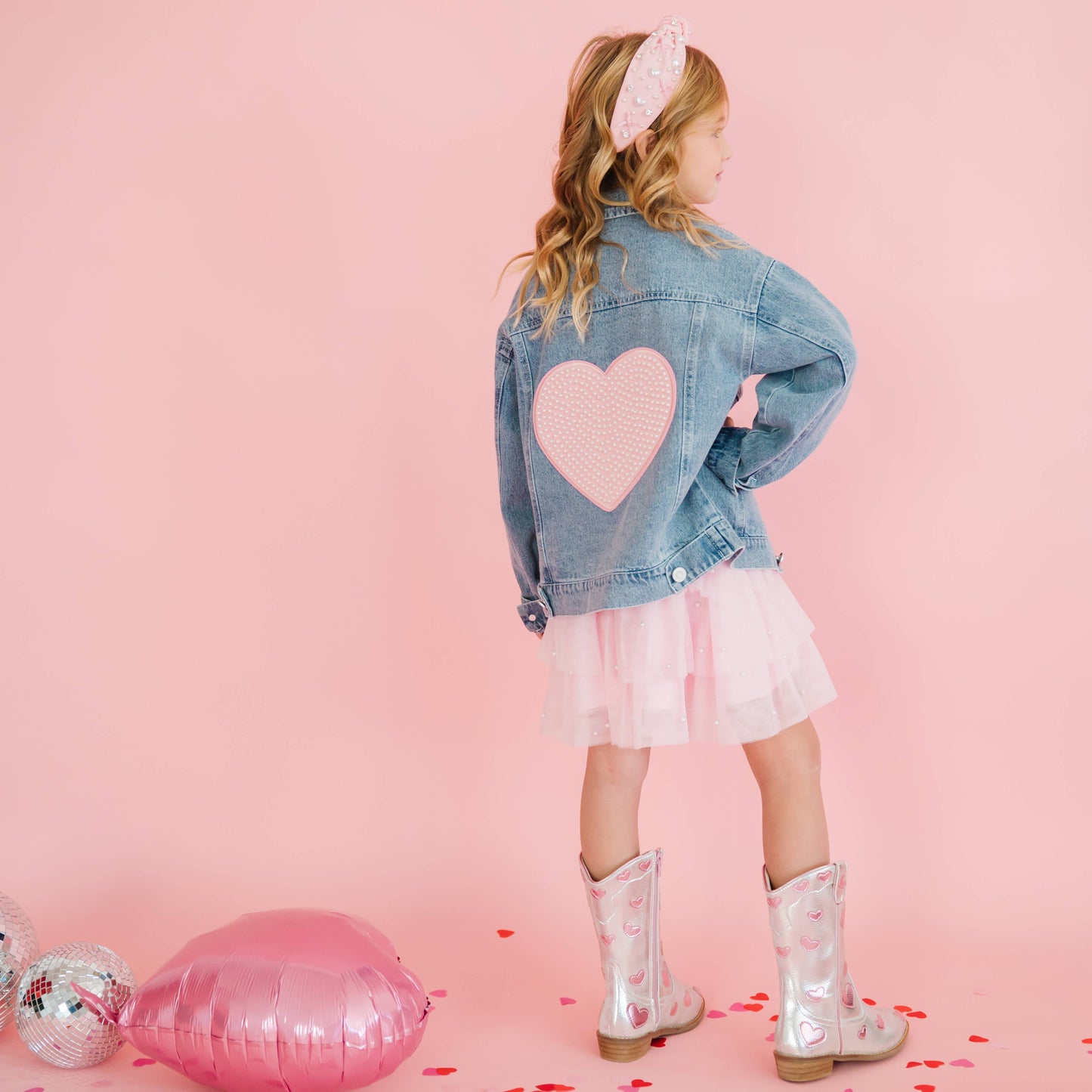 Pearl Heart Patch Denim Jacket