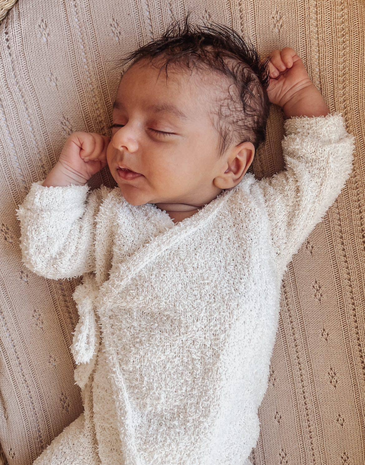 Luna + Luca Cozy Teddy Kimono Set - Cream