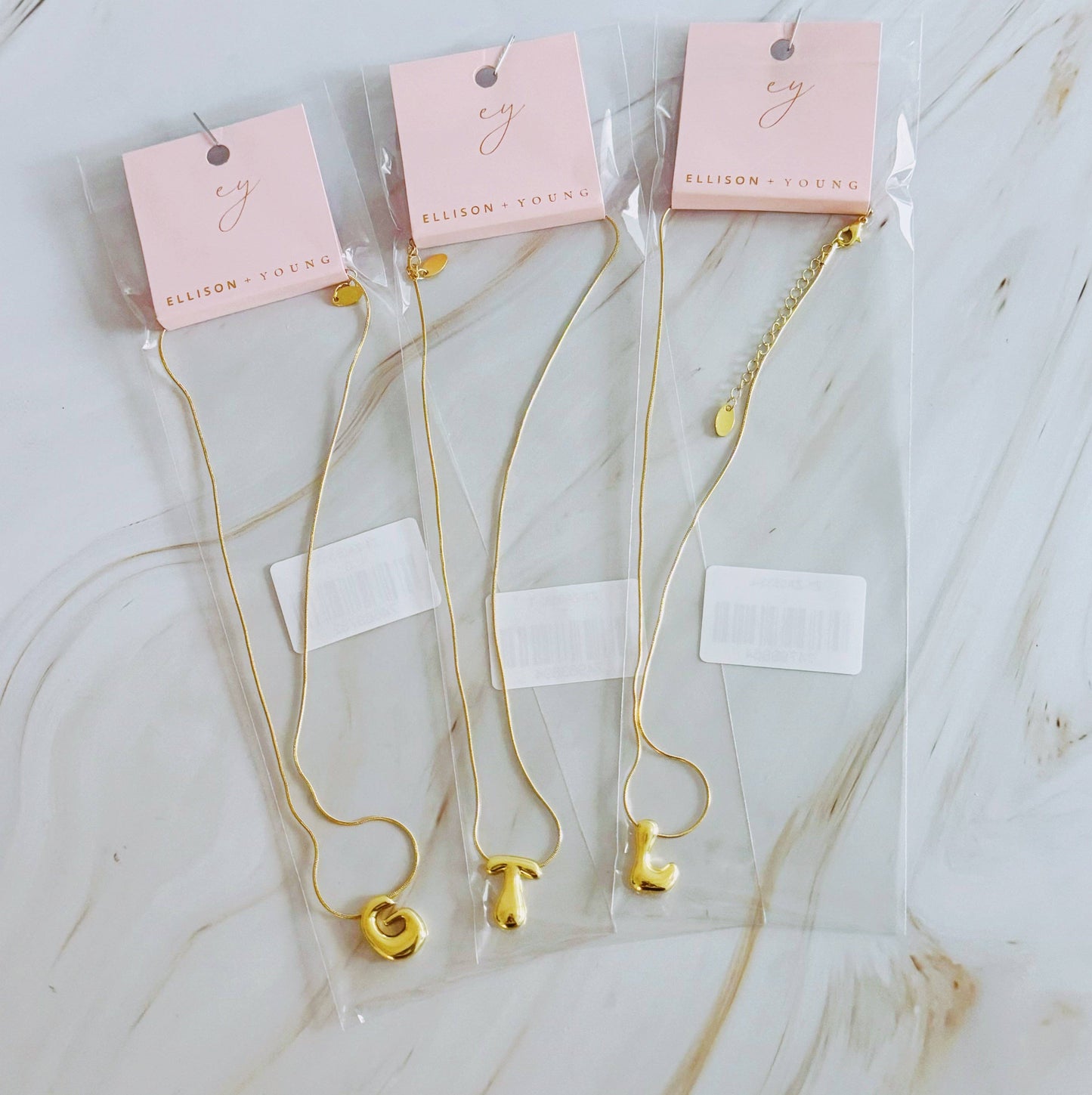 EY Balloon Letter Initial Necklace-Gold