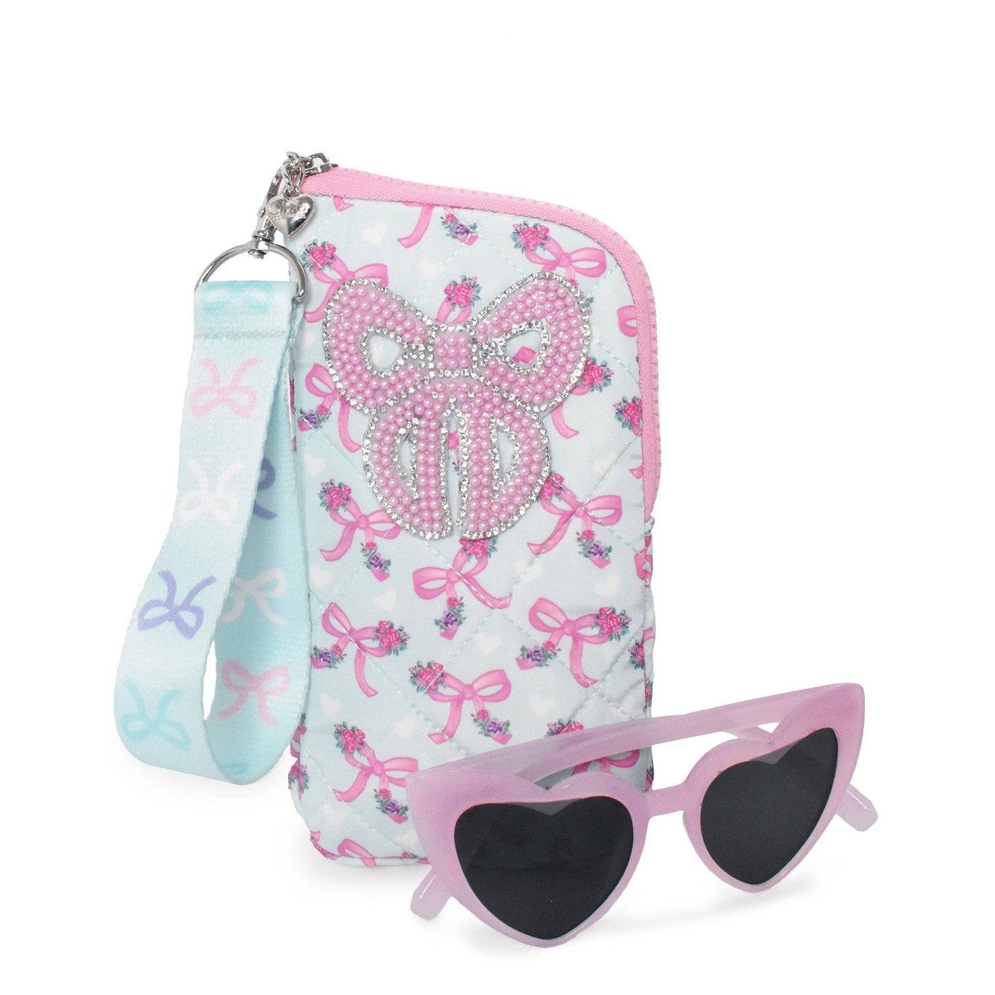 Beaded Bow Wristlet Case and Sunglasses