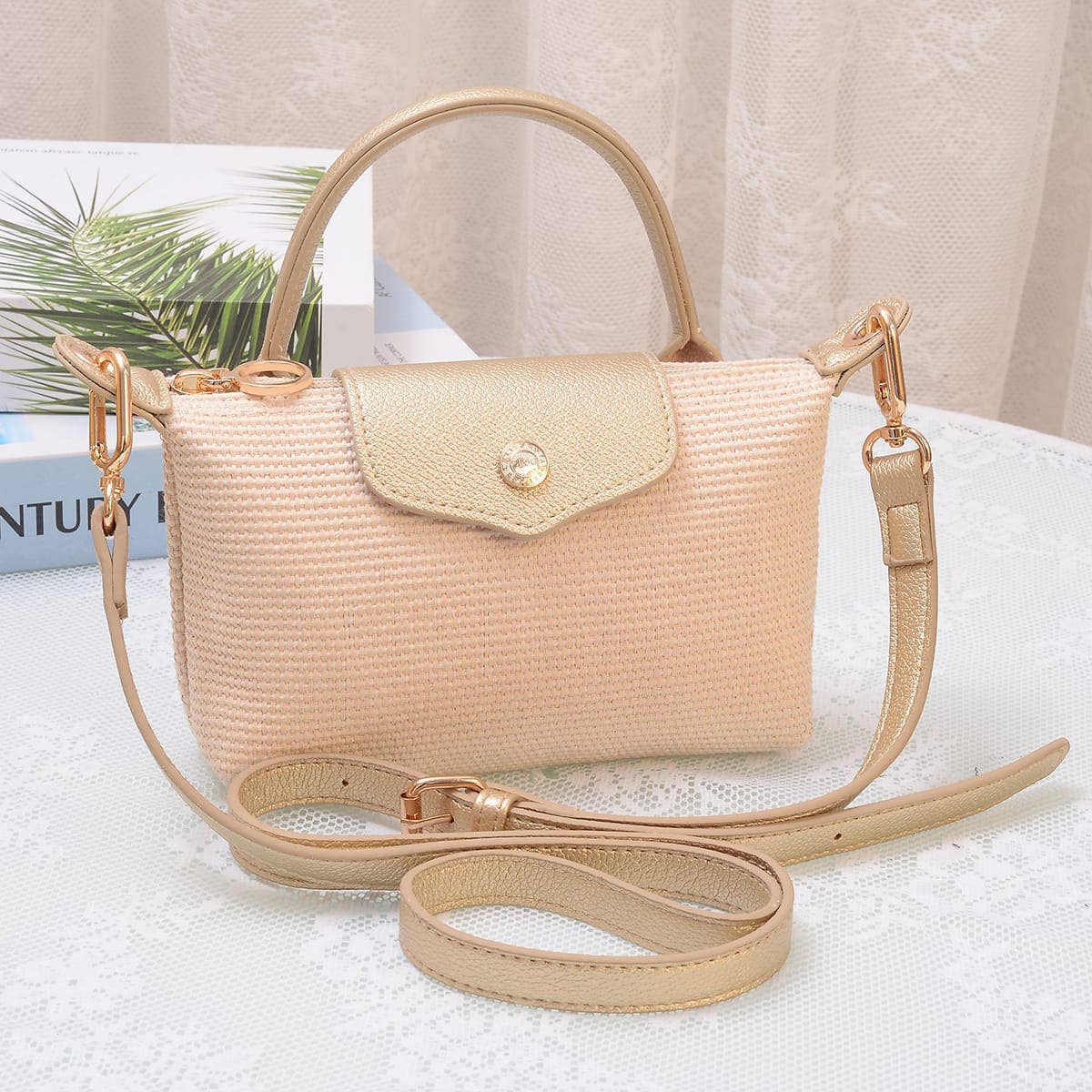 SC781 Lacey Straw Mini Crossbody Bag