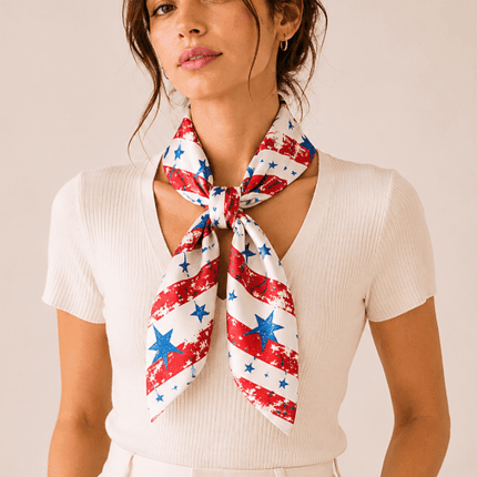 Vintage Star Print Square Scarf