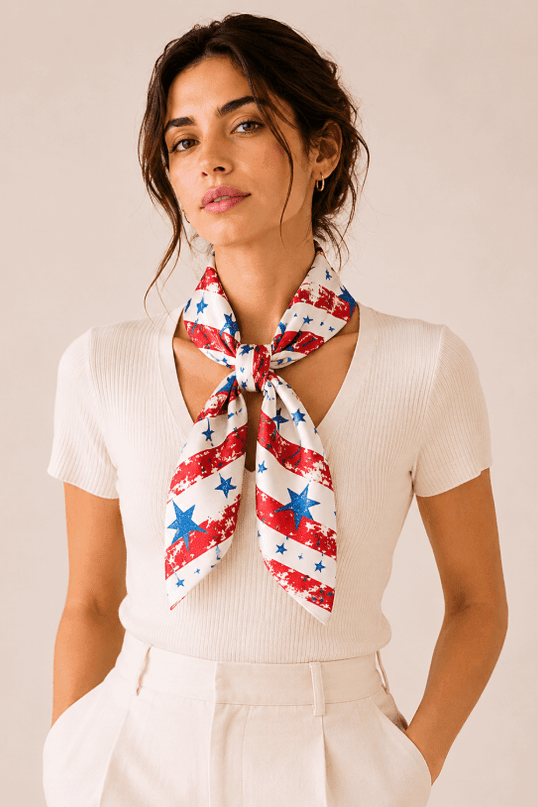 Vintage Star Print Square Scarf