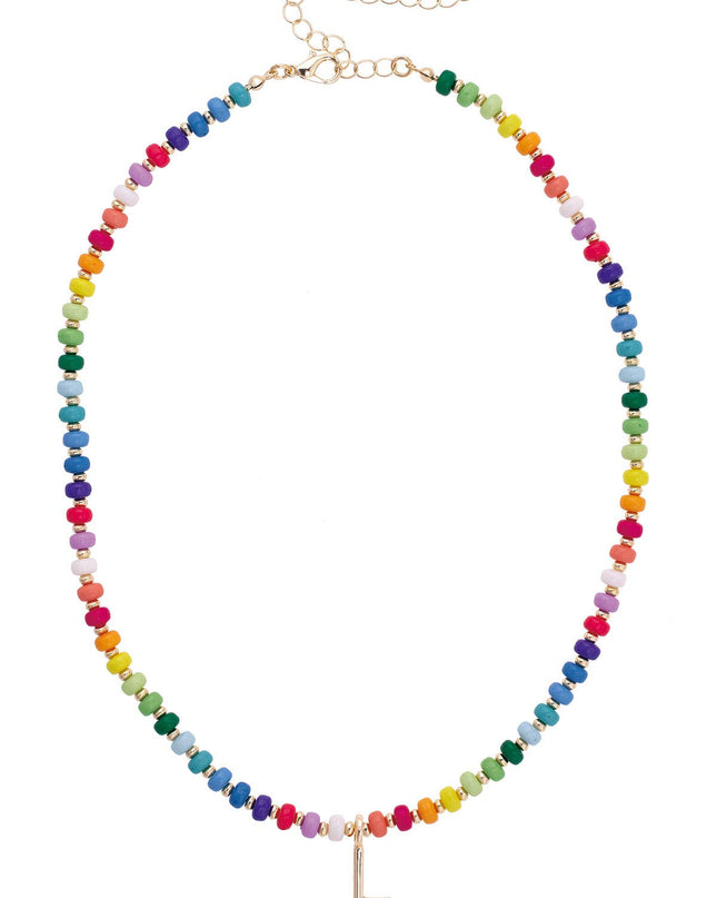 Ruthie Rainbow Beaded Mini Initial Children's Necklace