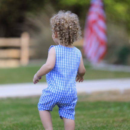 4th of july Flag Embroidery Smocking Boys Romper