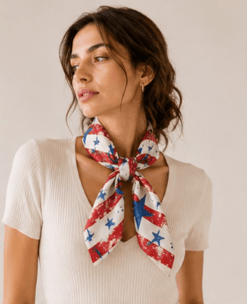 Vintage Star Print Square Scarf