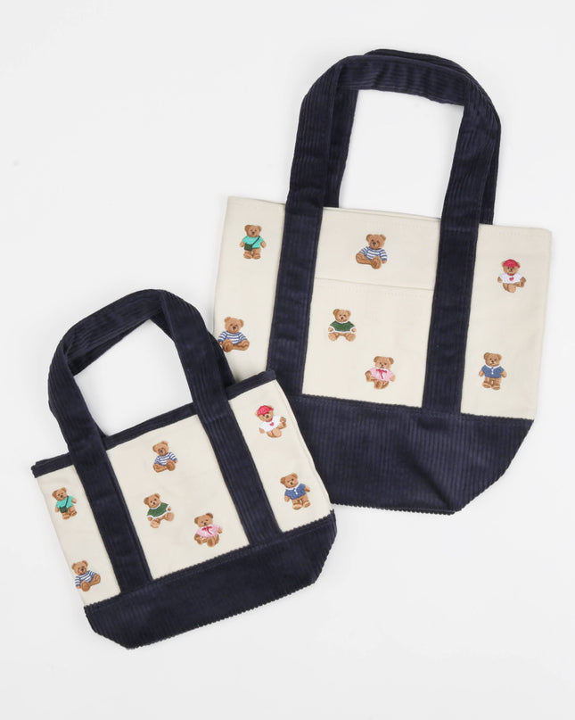 TEDDY BEAR Embroidered Canvas Mini Tote Bag
