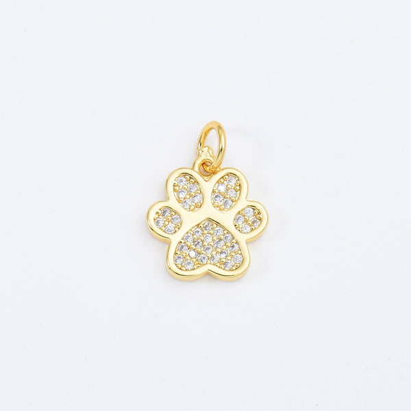 Gold Filled Paw Print Charm, Dog Cat Paw  Pendant CP1661