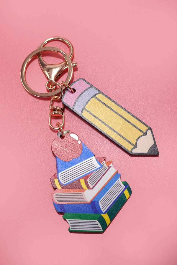 School Book Pencil Bag Charm Keychain