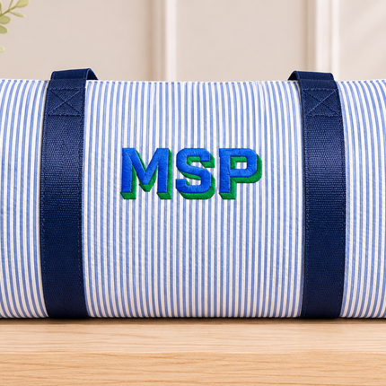 Navy Preppy Stripe Glossy Baby Duffel