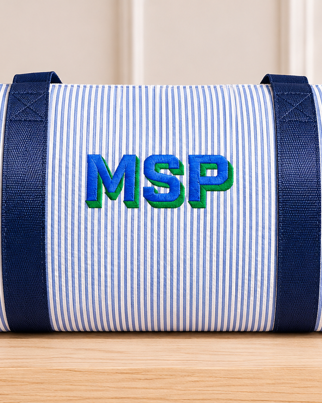 Navy Preppy Stripe Glossy Baby Duffel