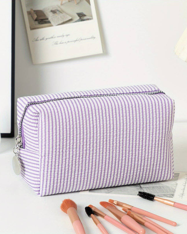 Personalized Striped Cosmetic Bag