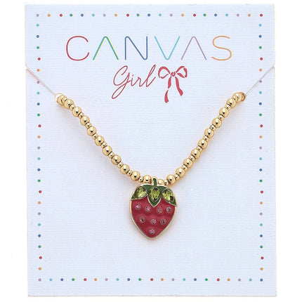 Jane Strawberry Gold Ball Beaded Children's Necklace