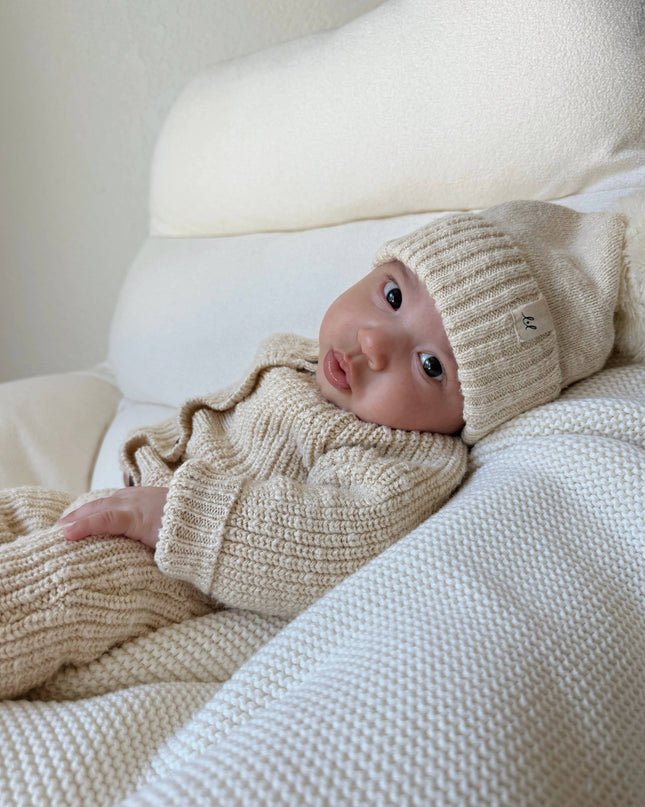Classic Chunky Knit Jumpsuit - French Cream