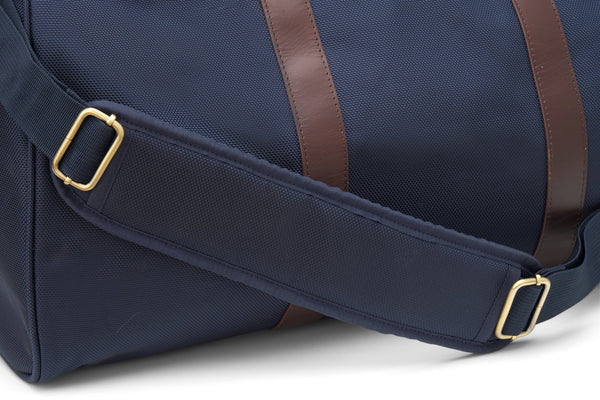 "Alex" Navy Nylon and Leather Duffle Bag (Personalizable)