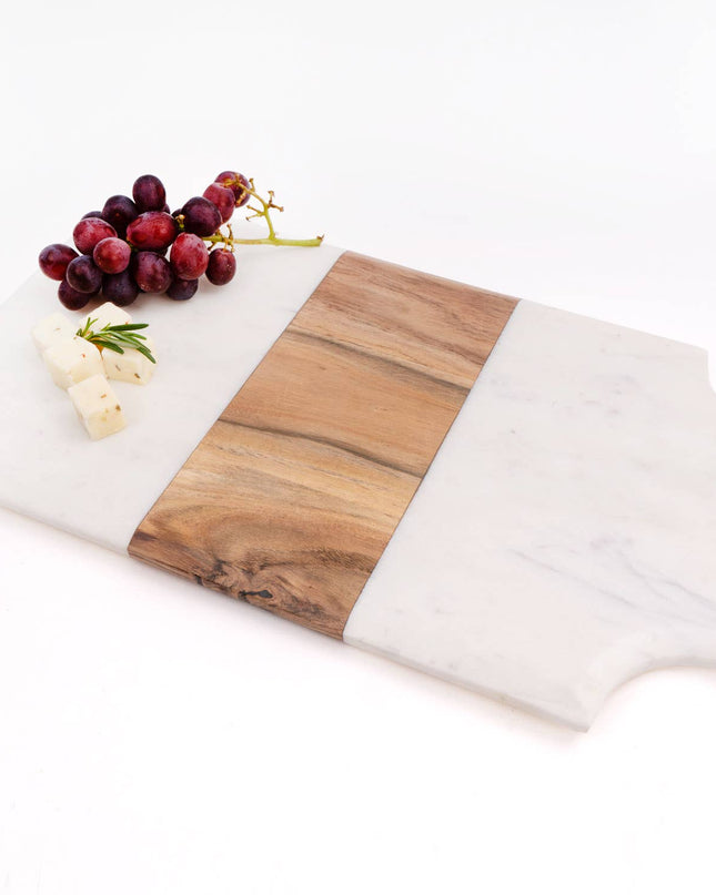 Marble & Wood Beveled Serving Board