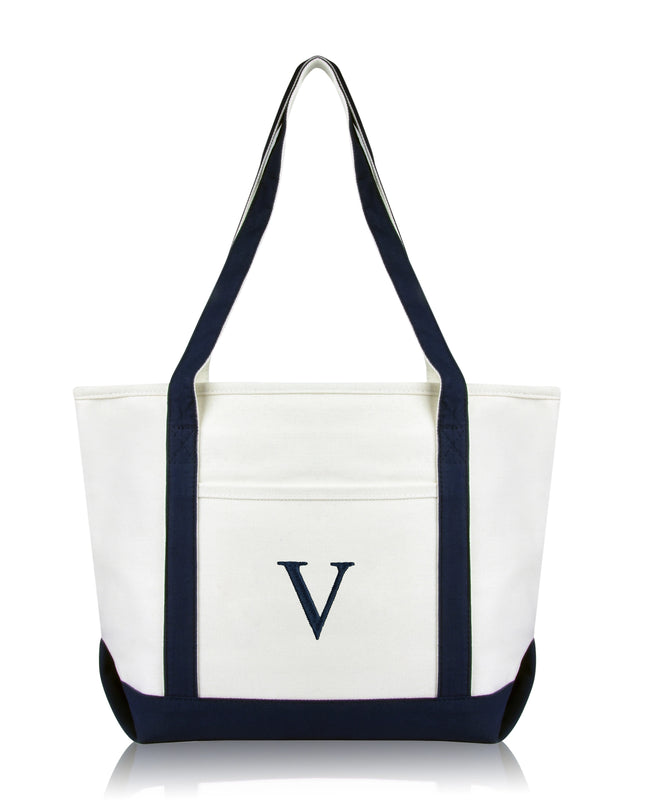 Personalized Black Tote Bag with Initial