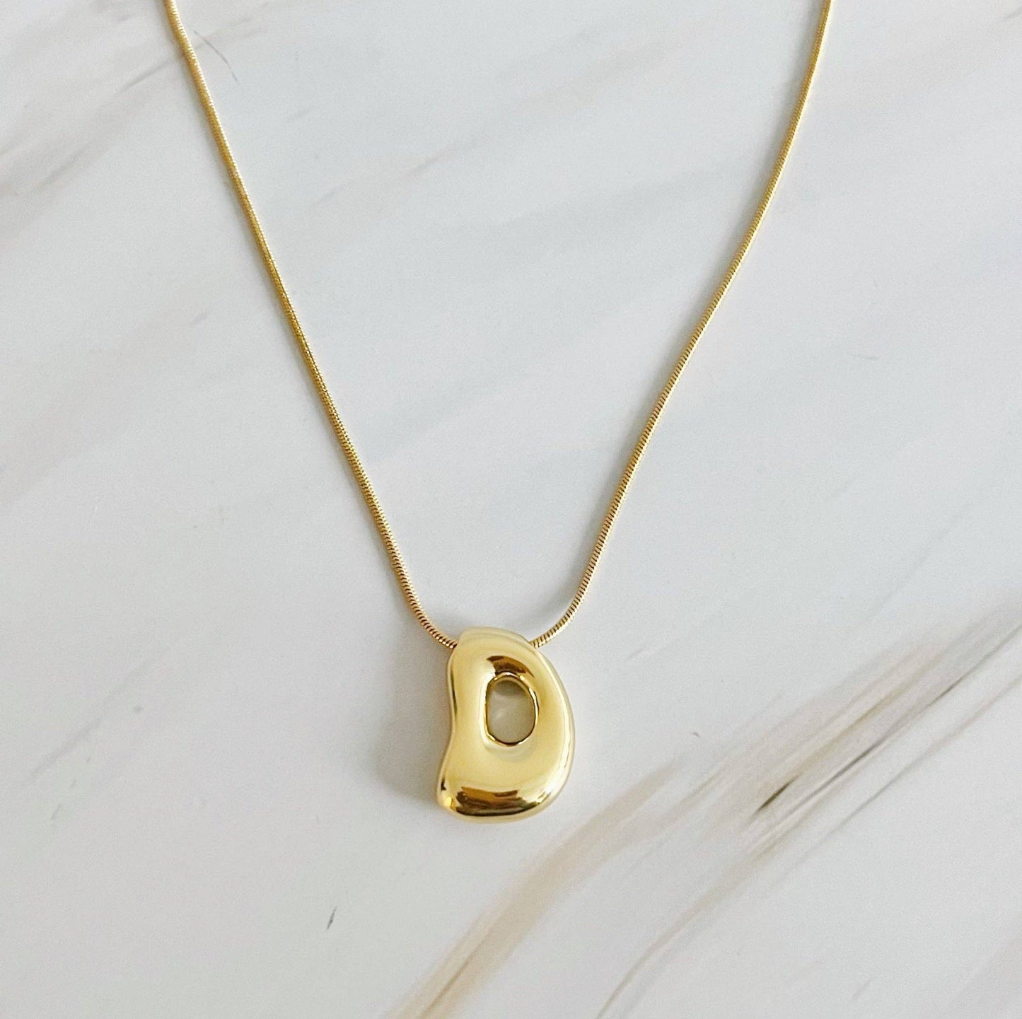 EY Balloon Letter Initial Necklace-Gold