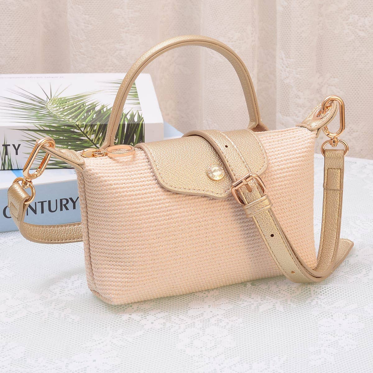 SC781 Lacey Straw Mini Crossbody Bag