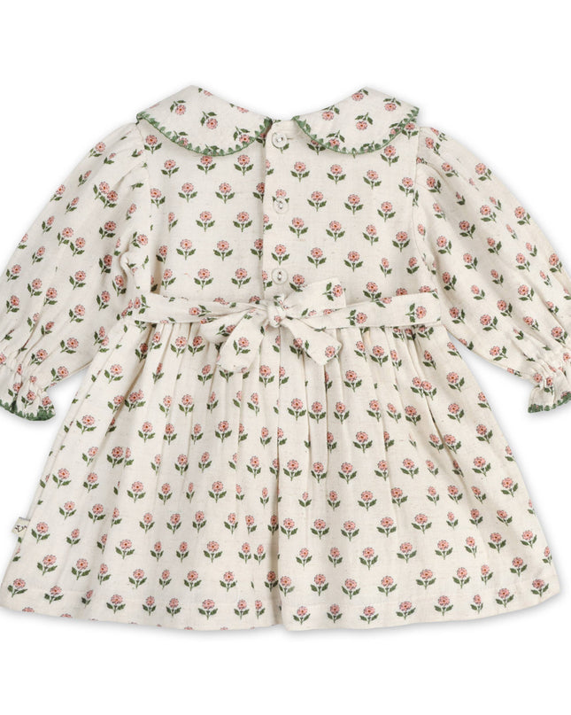 Rosamund Block Print Floral Baby Dress & Bloomer (Organic)