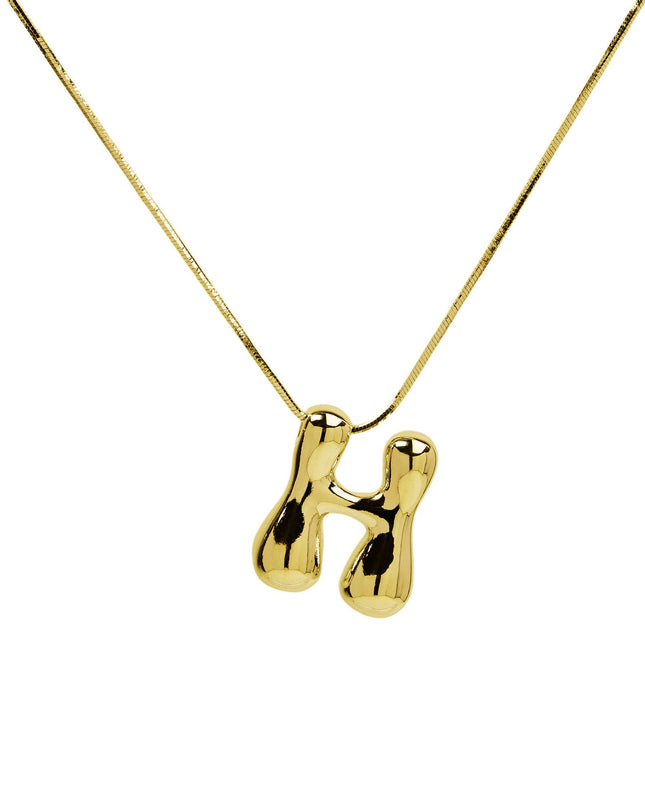 Initial Balloon Waterdrop 18K Gold Necklace