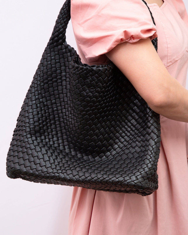 Tiara Woven Hobo Tote Bag With Pouch