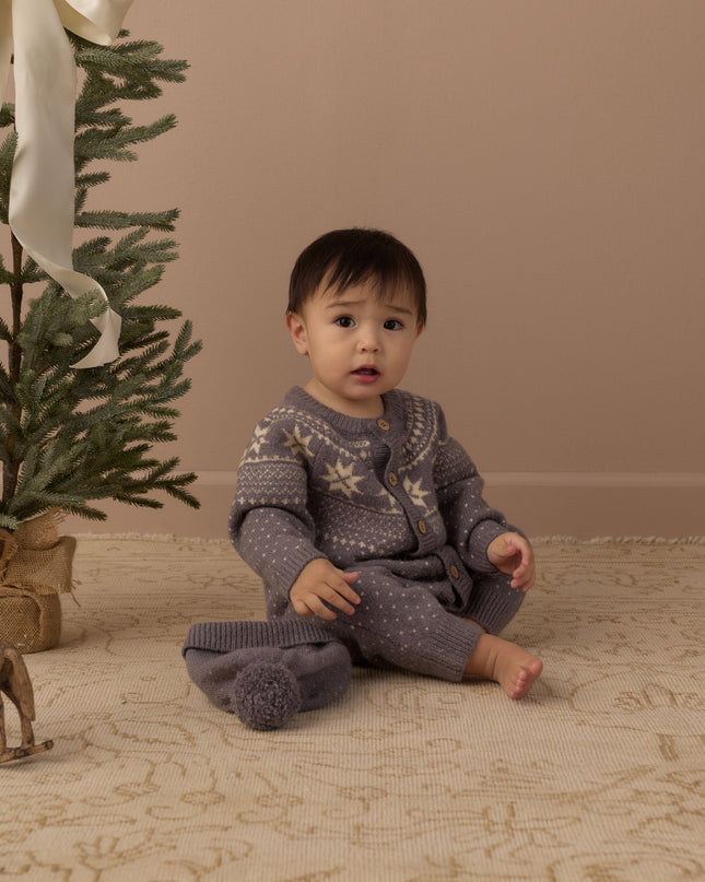 Rylee + Cru Fair Isle Romper in Slate, alternate view