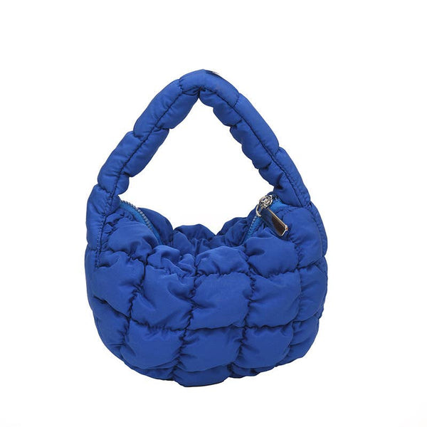 Puff pleated bubble small quilted tote bag