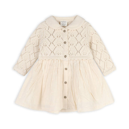 Phoebe Pointelle Knit Sweater Baby Dress (Organic Cotton)
