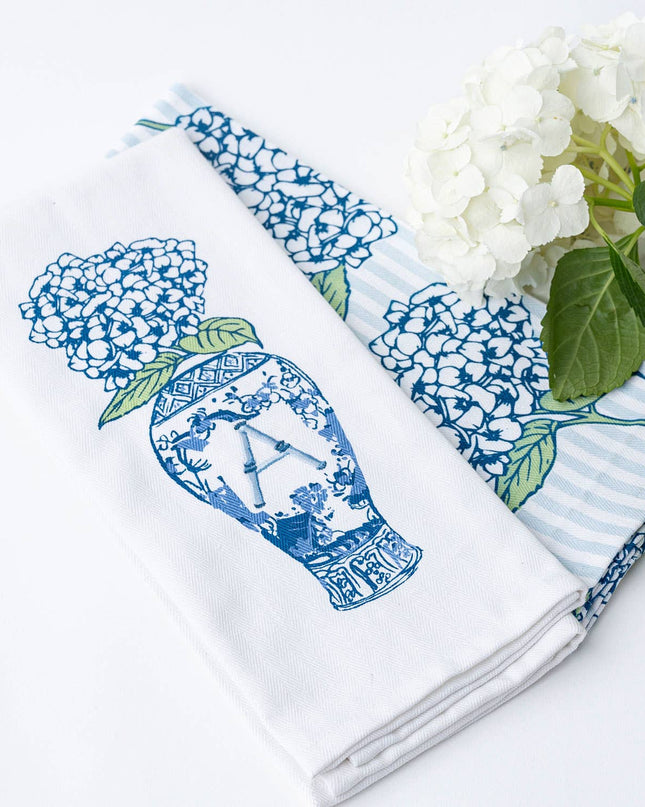 Hydrangea Initial Kitchen Towel Sets
