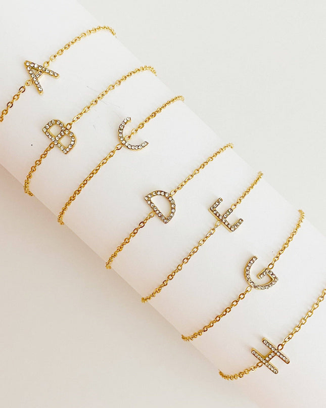 Dainty Sparkle Initial Bracelet