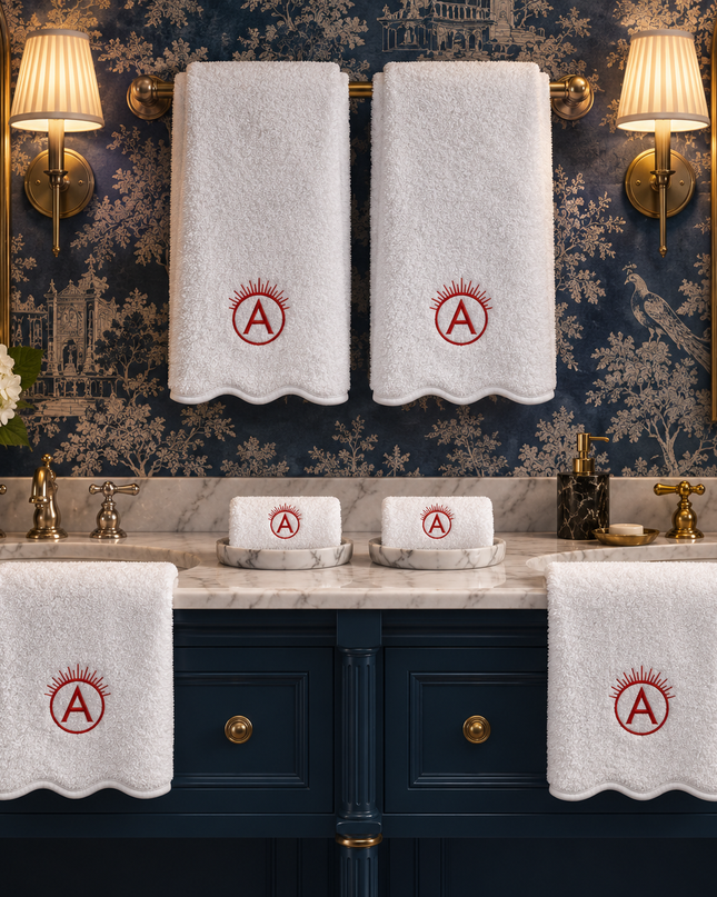 Luxury Scallop Piping Bath Towel Sets (6-Piece)