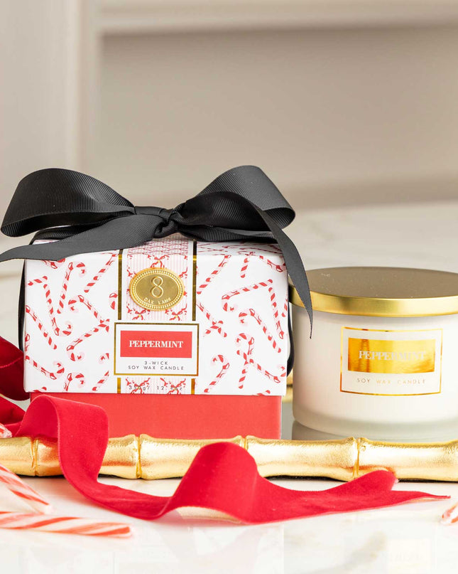 Peppermint Candy Cane 3-Wick Soy Wax Candle